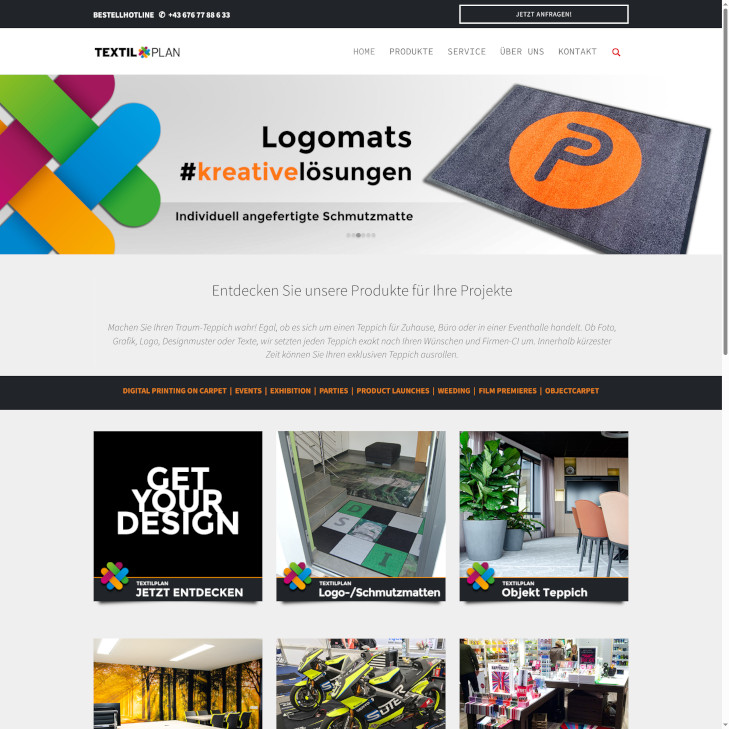 Drupal Homepage von Textilplan GmbH