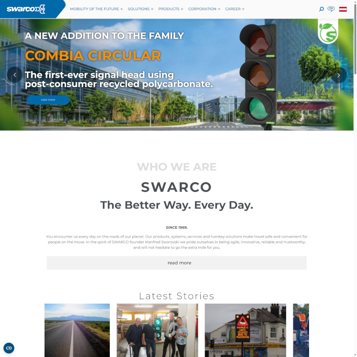 Drupal Homepage von Swarco AG
